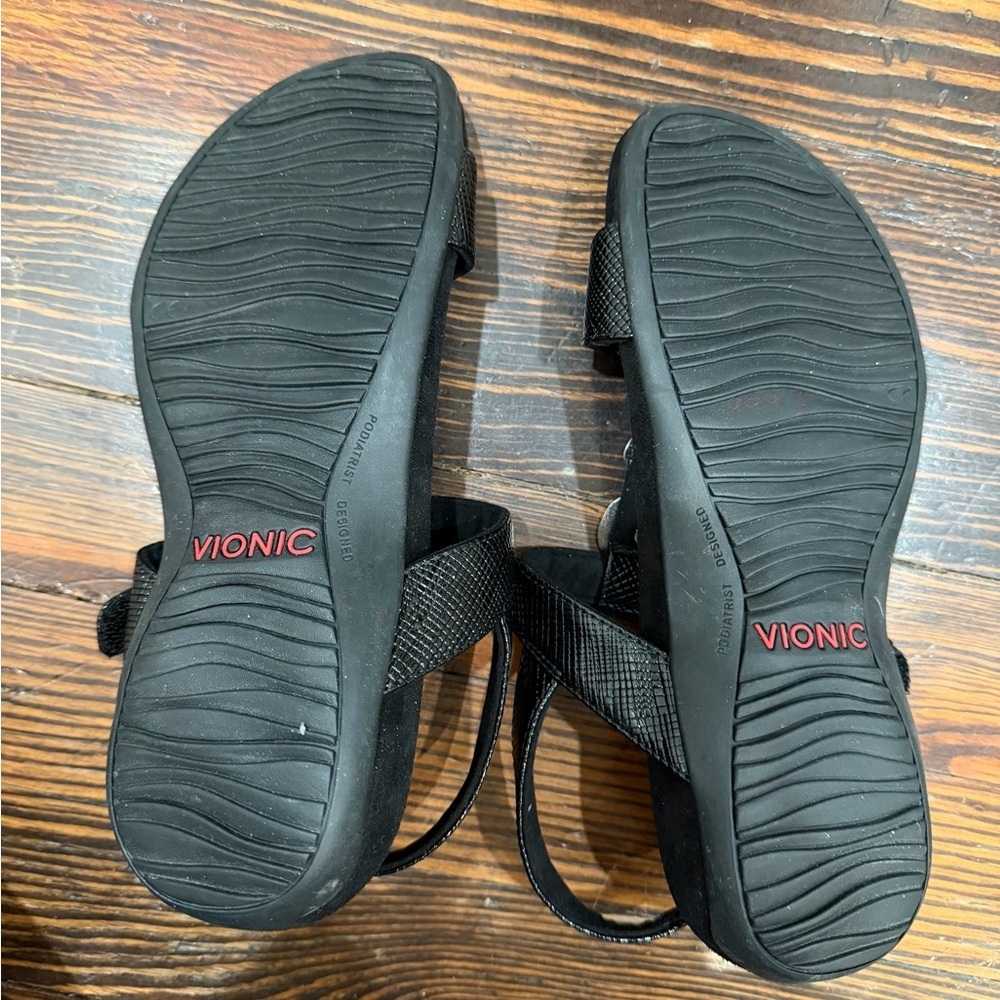 Vionic Farrah Lizard Double Strap Embossed Black … - image 5